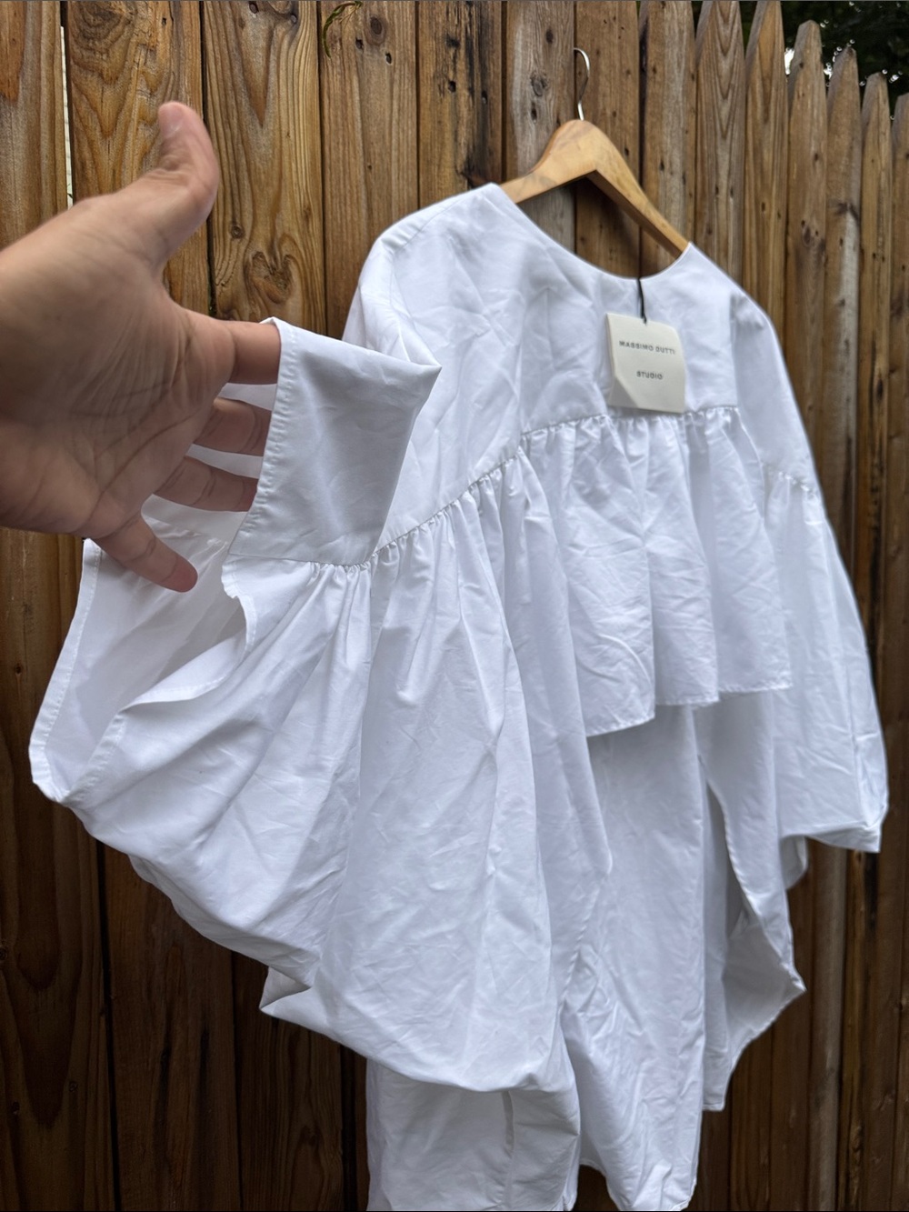 Massimo Dutti White Voluminous poplin Cotton Blouse NWT - Picture 5 of 11